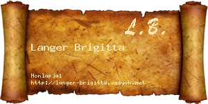 Langer Brigitta névjegykártya